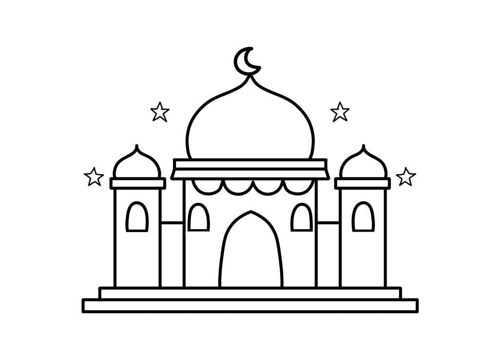 Gambar Mewarnai Masjid Sederhana